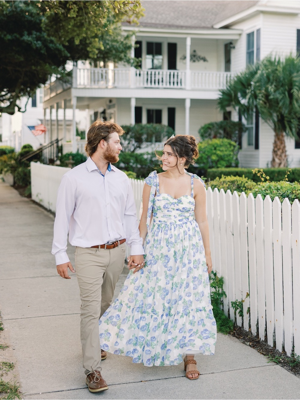 Petal & Pup White Maxi Dress with Blue Floral Tie-Straps - Picture 3 of 4
